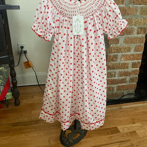 NWT Smocked Runway Toddler Girls Smocked Christmas Dress size 3 - Picture 9 of 16